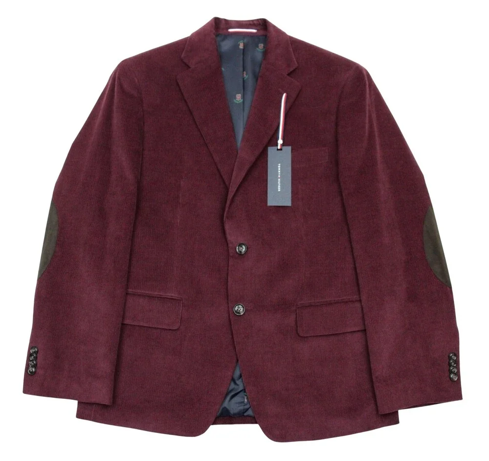 Tommy Hilfiger Sport Coat 40 S Mens Modern Fit Burgundy Corduroy Blazer Jacket